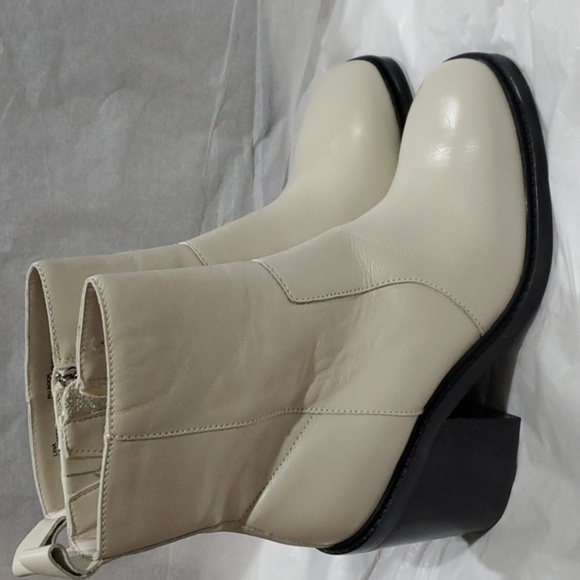 Steve Madden Lina bone leather chunky heel square toe ankle‎ boots size 11 new - Picture 2 of 11